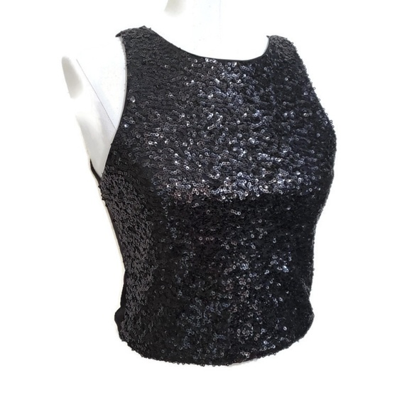 H&M Tops - 🍍H&M Divided black sequin sleeveless crop top